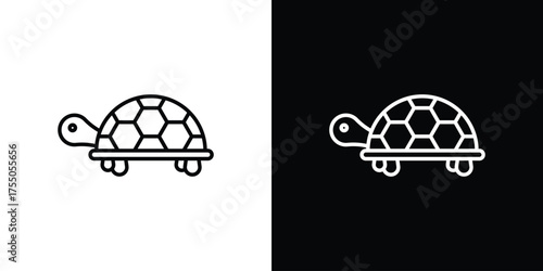 Tortoise icon in stroke versions. Graphic elements for web