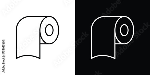 Toilet Paper icon in stroke versions. Graphic elements for web