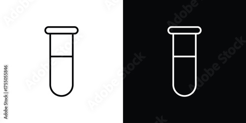 Test tube icon in stroke versions. Graphic elements for web