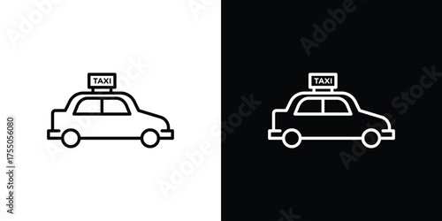 Taxi icon in stroke versions. Graphic elements for web