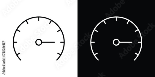 Speedometer icon in stroke versions. Graphic elements for web