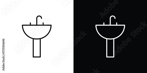 Sink icon in stroke versions. Graphic elements for web