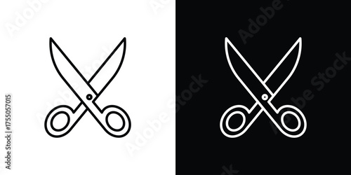 Scissor icon in stroke versions. Graphic elements for web