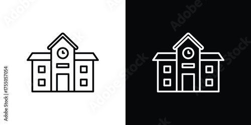 school icon in stroke versions. Graphic elements for web