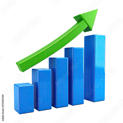 Blue bar graph with a green upward-pointing arrow indicating financial growth or progress Free Download Blue bar graph with a green upward-pointing arrow indicating financial growth or progress - GFXLoad
