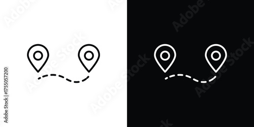 Route icon in stroke versions. Graphic elements for web