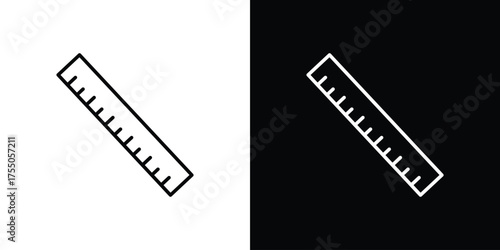 Ruler icon in stroke versions. Graphic elements for web