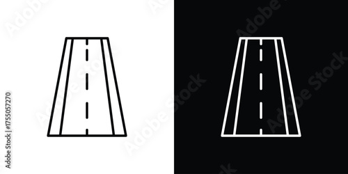 Road icon in stroke versions. Graphic elements for web