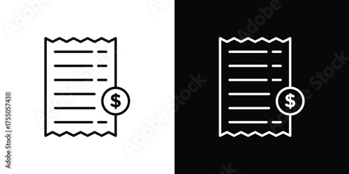 Receipt icon in stroke versions. Graphic elements for web