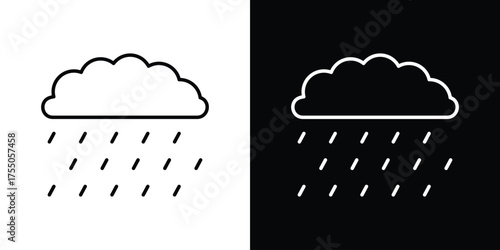 Rain icon in stroke versions. Graphic elements for web