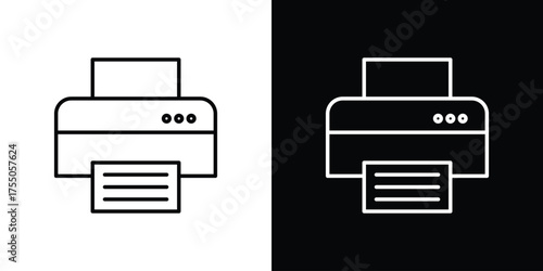 Print button icon in stroke versions. Graphic elements for web