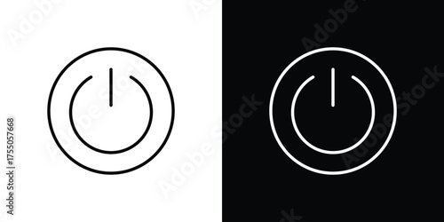 Power button icon in stroke versions. Graphic elements for web