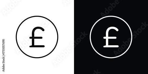 Pound icon in stroke versions. Graphic elements for web