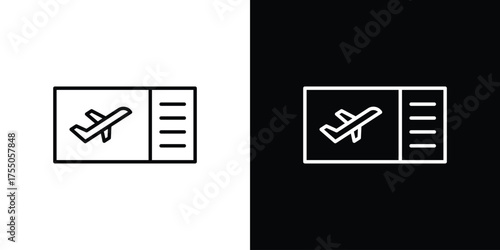 Plane Ticket icon in stroke versions. Graphic elements for web
