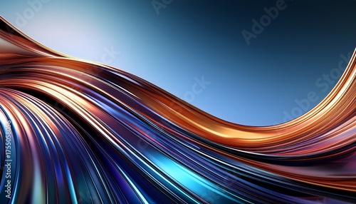 Dynamic Waves Of Metallic Hues Create A Visually Striking Background Ideal For Technology Design Or Creative Projects Perfect For Website Banners Brochures And Digital Artworks