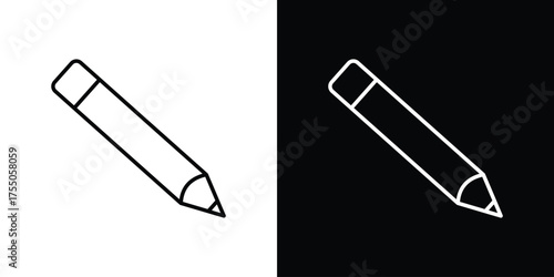 Pencil icon in stroke versions. Graphic elements for web