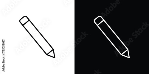 Pencil icon in stroke versions. Graphic elements for web