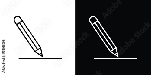 Pencil icon in stroke versions. Graphic elements for web