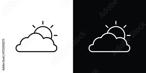 Partially cloudy icon in stroke versions. Graphic elements for web
