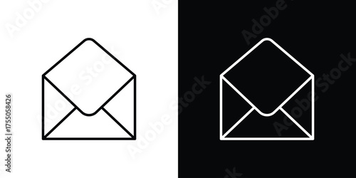 Open envelope icon in stroke versions. Graphic elements for web