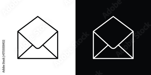 Open envelope icon in stroke versions. Graphic elements for web