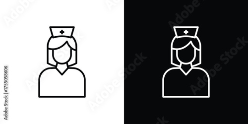 Nurse icon in stroke versions. Graphic elements for web