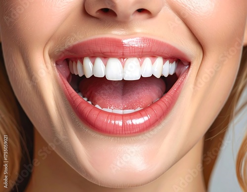 Woman smiling, perfect teeth