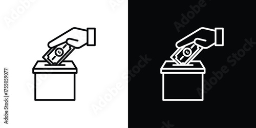 Money donation icon in stroke versions. Graphic elements for web
