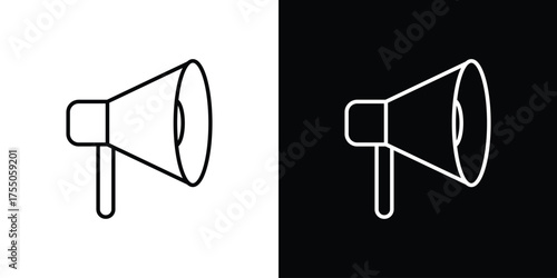 Megaphone icon in stroke versions. Graphic elements for web