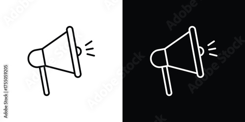 Megaphone icon in stroke versions. Graphic elements for web