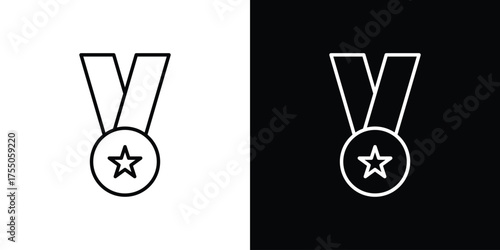 Medal icon in stroke versions. Graphic elements for web