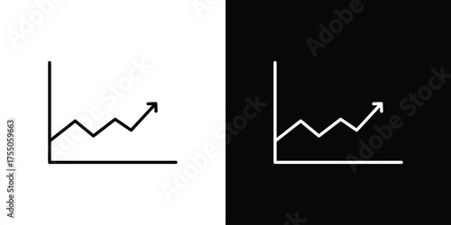 Line chart icon in stroke versions. Graphic elements for web