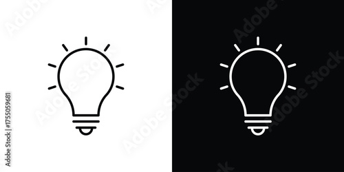 Lightbulb icon in stroke versions. Graphic elements for web