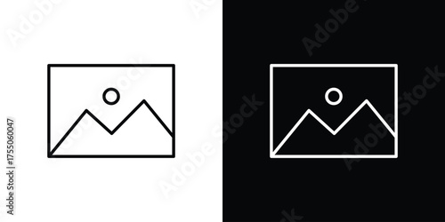 Image icon in stroke versions. Graphic elements for web