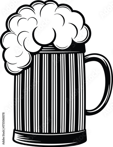 Beer mug silhouette Vector isolated on white background