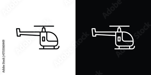 Helicopter icon in stroke versions. Graphic elements for web
