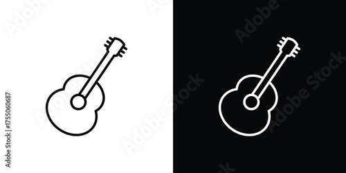 Guitar icon in stroke versions. Graphic elements for web
