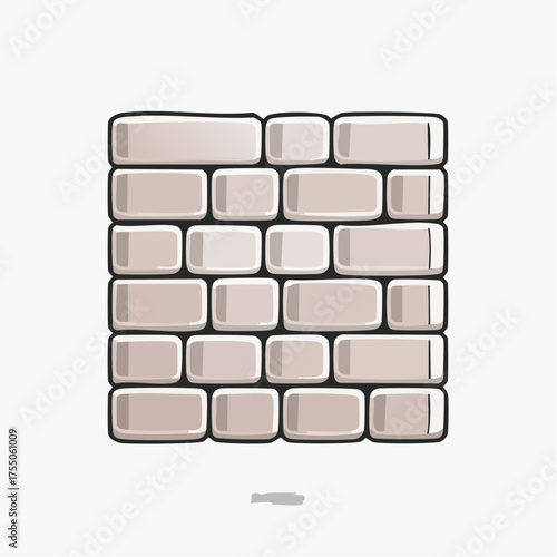 Stylized illustration of a light-colored brick wall with rounded edges and dark grout, presented on a white background.
