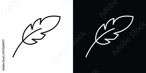 Feather icon in stroke versions. Graphic elements for web