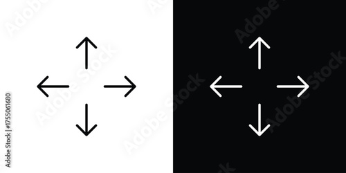 Expand icon in stroke versions. Graphic elements for web