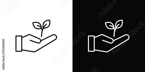 Environment icon in stroke versions. Graphic elements for web