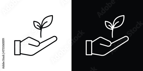 Environment icon in stroke versions. Graphic elements for web