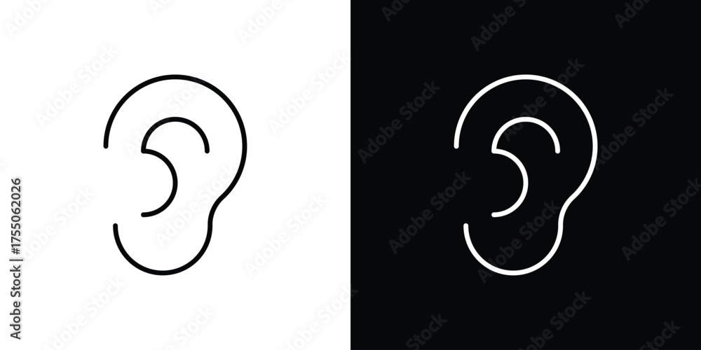 Naklejka premium Ear icon in stroke versions. Graphic elements for web
