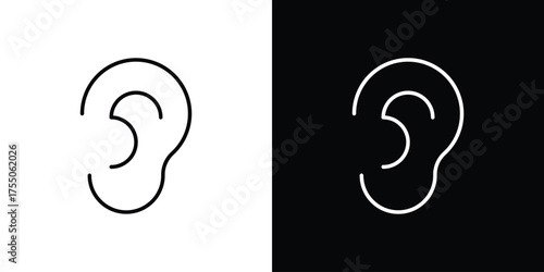 Ear icon in stroke versions. Graphic elements for web