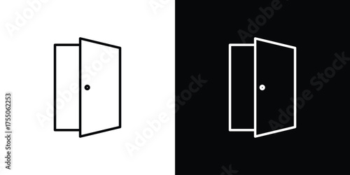 Door icon in stroke versions. Graphic elements for web