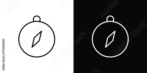 Compass icon in stroke versions. Graphic elements for web