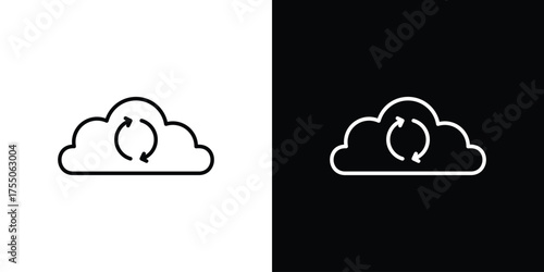 Cloud sync icon in stroke versions. Graphic elements for web