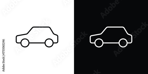 Car icon in stroke versions. Graphic elements for web