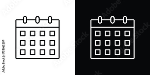 Calendar icon in stroke versions. Graphic elements for web