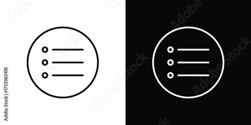 Bulleted list icon in stroke versions. Graphic elements for web